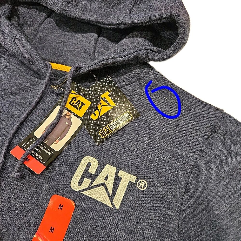 Caterpillar Heavyweight Hooded Sweatshirt Men's, Medium, Blue / New Imperfection - Picture 8 of 12